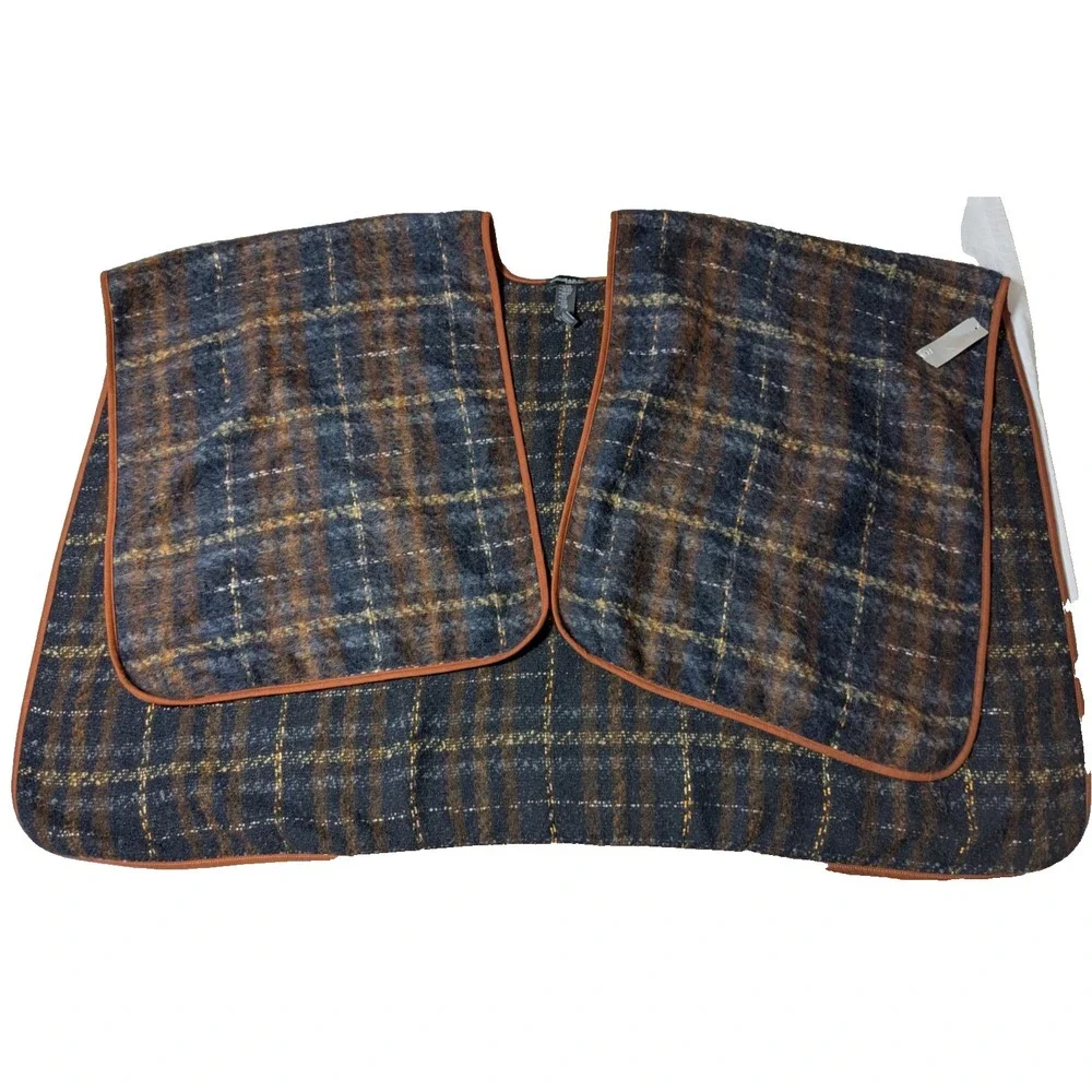CONRAD C COLLECTION Women‎ One Size Brown Plaid ALPACA WOOL Blend Wrap NEW